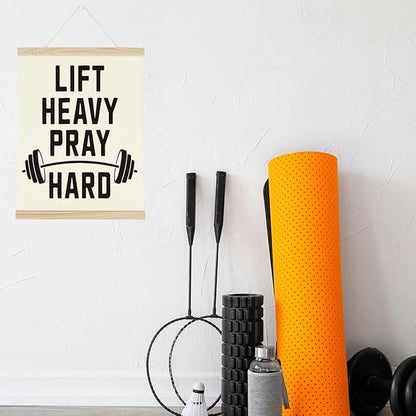 Gym Motivational Posters Funny College Dorm Posters Gifts for Guys Girls Friends Lift Heavy Pray Hard Gym Flag Wall Art Decor Sign for Home Gym Bedroom Office