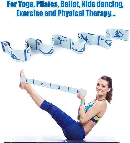 Elastic Yoga Stretching Strap with Loops, CEILIWEN Stretch Straps For Physical Therapy, Pilates Stretch Band, Elastic Exercise Bands, Leg Stretching Strap, Stretch Resistance Bands For Exercise