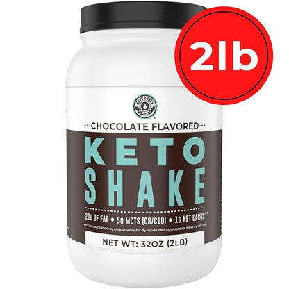 Keto Meal Replacement Shakes, Chocolate, 2lbs, Low Carb Keto Protein Shake Mix, MCT Powder, Grass Fed Hydrolyzed Collagen Peptides, Keto Breakfast Shake, 20g Fat, 14g Protein, 1 Net Carb, Zero Sugar