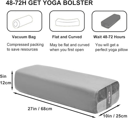 Rectangular Yoga Bolster Pillow, Meditation Pillow for Yin & Restorative Yoga, Filled with Wasted Sponge