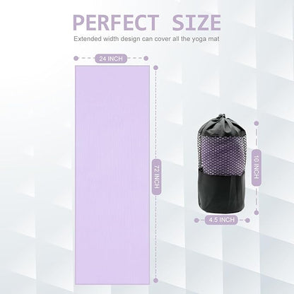Eunzel Yoga Towel,Hot Yoga Mat Towel with Grip Dots Sweat Absorbent Non-Slip for Hot Yoga, Pilates and Workout 24" x72", Taro Purple