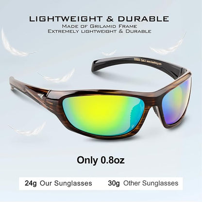 KastKing Hiwassee Polarized Sport Sunglasses for Men and Women, Wrap Sunglasses for Fishing Cycling and Running,UV Protection