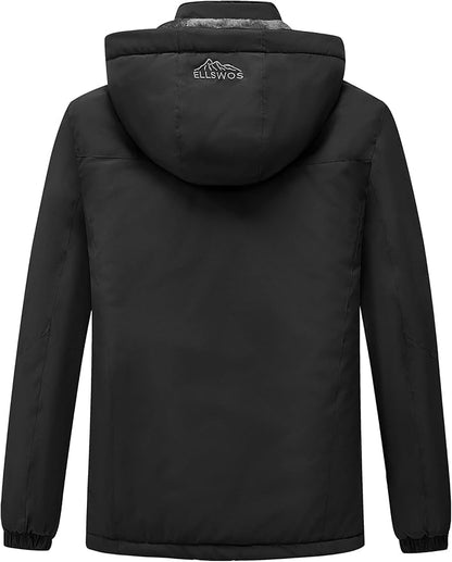 ELLSWOS Men's Waterproof Ski Jacket Winter Snow Coat Warm Hooded Raincoat Windproof Windbreakers