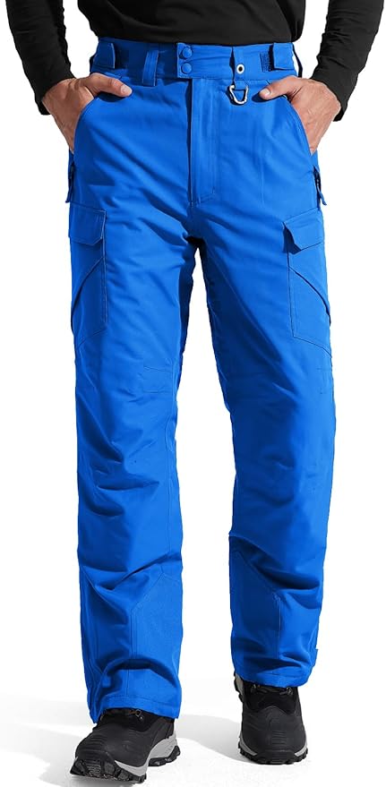 FREE SOLDIER Men's Waterproof Snow Insulated Pants Winter Skiing Snowboarding Pants with Zipper Pockets