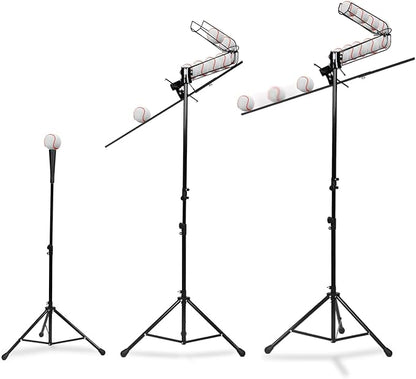 3 in 1 Baseball Training Equipment, Baseball Pitching Machine | Baseball Tee | Soft Toss Training System, Height Adjustable Hitting Swing Trainer, Support Auto & Manual, Hold Up to 10 Balls