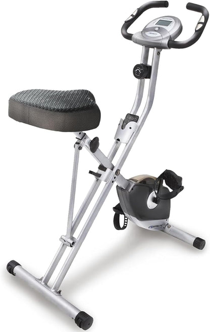 Exerpeutic Foldable Exercise Bike, 8 levels of Resistance Stationary Bicycle with Airsoft Seat, LCD Display to Track Distance, Calories, Time and Speed