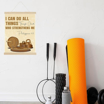Gym Christian Motivational Posters College Dorm Posters Gifts for Guys Friends I Can Do All Things Through Christ who Strenghthens Me Gym Flag Wall Art Decor Sign for Home Gym Bedroom Office