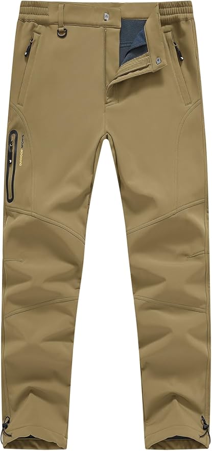 Rdruko Men's Snow Pants Waterproof Insulated Winter Hiking Pants Snowboard Fleece Lined Softshell Ski Pants