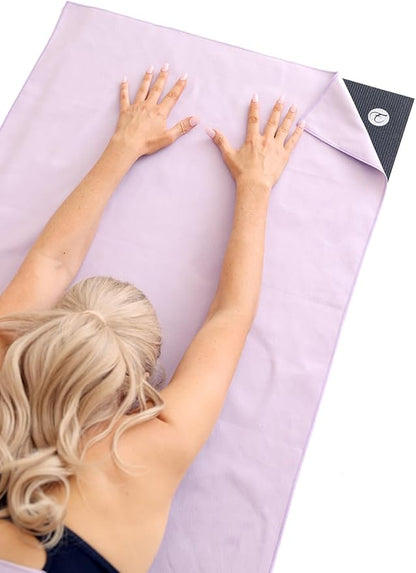Eunzel Hot Yoga Towel Non Slip Yoga Mat Towel Non-Slip Sweat Absorbent Microfiber Towel for Hot Yoga, Pilates and Workout 72" x 26.5", Taro Purple
