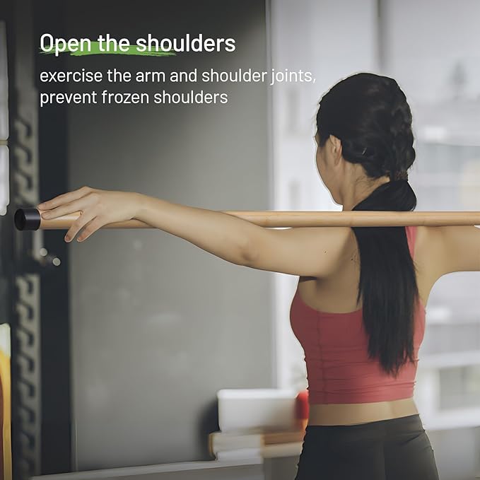 Slim Panda Yoga Stick, 5ft Natural Bamboo Stick with Rubber Ends, Exercise Stretching Stick for Yoga, Stretching, Balance and Correcting Posture, Rehabilitation Physical Therapy Aids