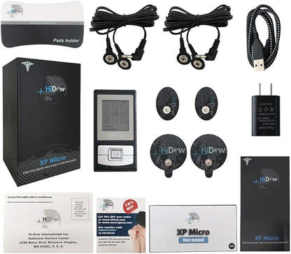 HiDow XP-Micro 8 Modes TENS EMS Combo Dual Channel Muscle Stimulator Pulse Massager for Pain Relief Physical Therapy