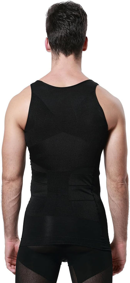 GKVK Mens Slimming Body Shaper Vest Shirt Abs Abdomen Slim