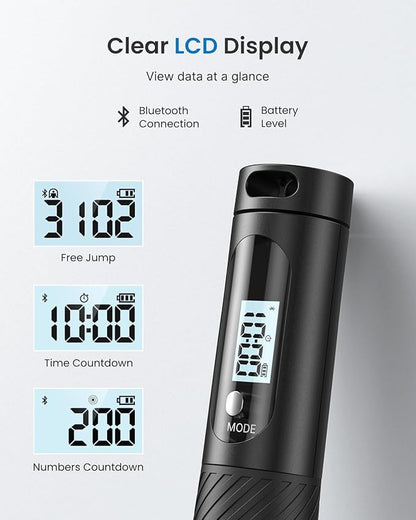RENPHO Cordless Jump Rope, Weighted Jump Rope with Counter, Jump Ropes for Fitness, Smart Skipping Rope for Crossfit, Gym, Burn Calorie, APP Data Analysis, at-Home-Workout for Women Men Adult Kids