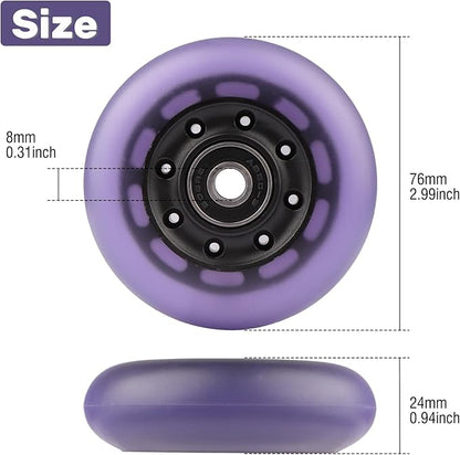2-Pack 76mm PU Caster Board Replacement Wheel Set 90A Compatible with Razor RipStik Classic Air, DLX G Ripsurf (Purple)