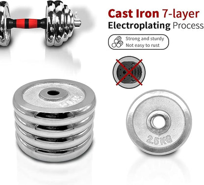 Adjustable Dumbbell Set With 3 in 1 Dumbbell Barbell Metal Connecting Rod, Chromed Weights, Hardcover Gift Box, Adjustable Weight Sets up to 44lbs/66lbs/110lbs, Home Gym Exercise Training Equipment