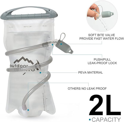 Hydration Pack Backpack, Lightweight Water Backpack with 2L Leakproof Hydration Bladder Daypack for Men Women,Running Hydration Vest for Outdoor Trail