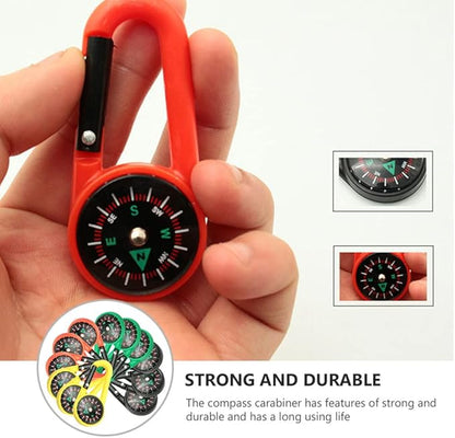 12Pcs Carabiner Compass for Kids Compass Hiking Mini