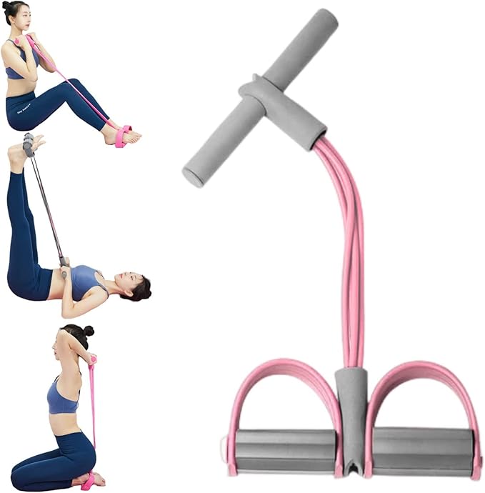 21 Fitness Resistance Bands - 4 Tube Pedal Ankle Puller, Yoga Handle Bands Exerciser Multifunction Trainer Tension Rope for Body, Abdomen, Waist, Arm, Tummy Exercise Stretching Training ( Color : Ash