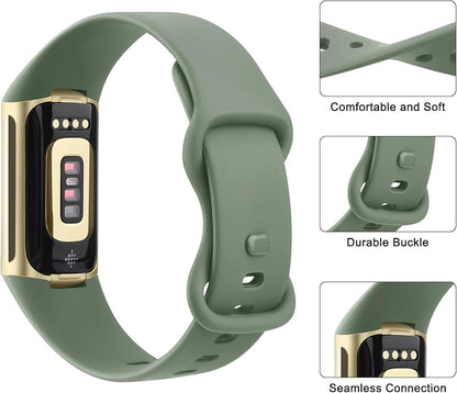2 Pack Bands Compatible with Fitbit Charge 6 / Fitbit Charge 5 Bands for Women Men, Waterproof Classic Soft Sports Replacement Wristbands