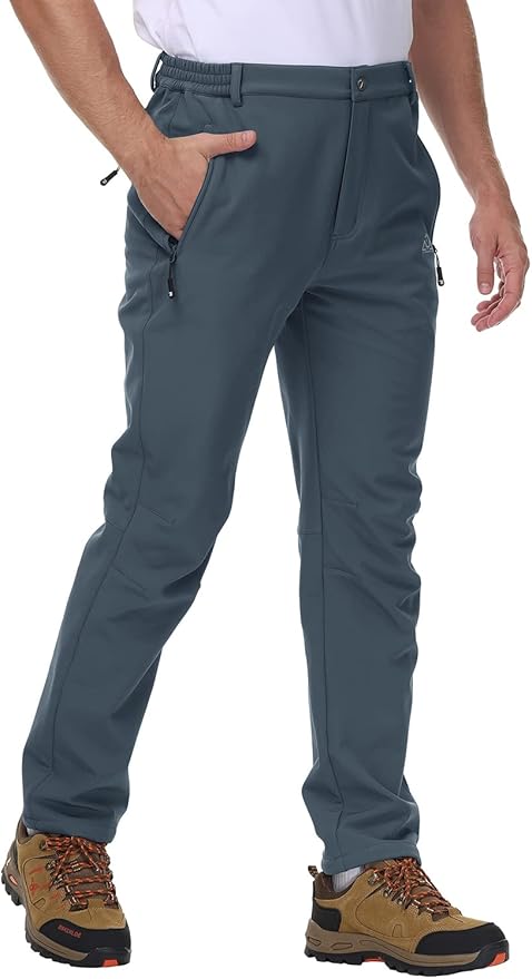 Gopune Men's Snow Ski Waterproof Softshell Pants Outdoor Windproof Warm Hiking Insulated Pants