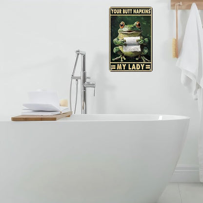 Funny Frog Bathroom Toilet Decor Metal Sign Frog Your Butt Napkin My Lord Vintage Tin Sign for Bedroom Toilet or Bathroom Wall 12 * 8inch