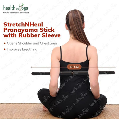 HealthAndYoga™ StretchNHeal Collapsible Multi-Use Wooden Yoga Stick - Regular and XL - Portable Posture Corrector Pole, Stretch Mobility Stick, Physical Workout Exercise Dowel