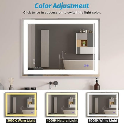 Led Mirror for Bathroom 36x28 Inch Large Makeup 3 Colors