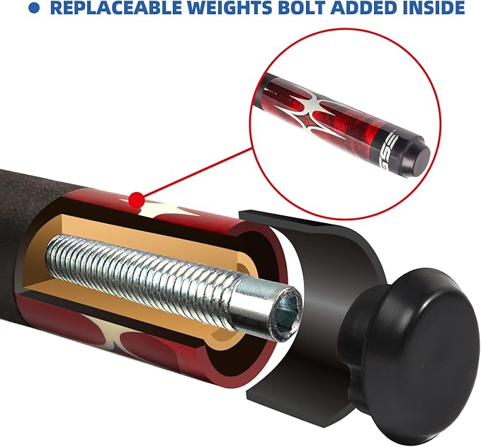 GSE Games & Sports Expert 58" 2-Piece Canadian Maple Hardwood Billiard Pool Cue Sticks for Men/Women, House or Commercial/Bar Use (Several Colors, Weight 18oz, 19oz, 20oz, 21oz Available)