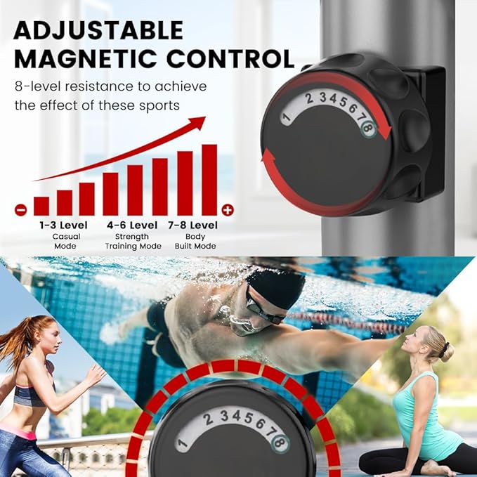 Dripex Elliptical Exercise Machine, Hyper-Quiet Elliptical Machine for Home, Magnetic Elliptical Training Machines with 8-Level Resistance, 6KG Flywheel, LCD Monitor, Pulse Sensor