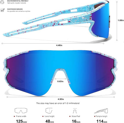 Kids Baseball Sunglasses for Boys Girls Youth Softball Cycling Sports Sunglasses UV400 Protection Age 5-12