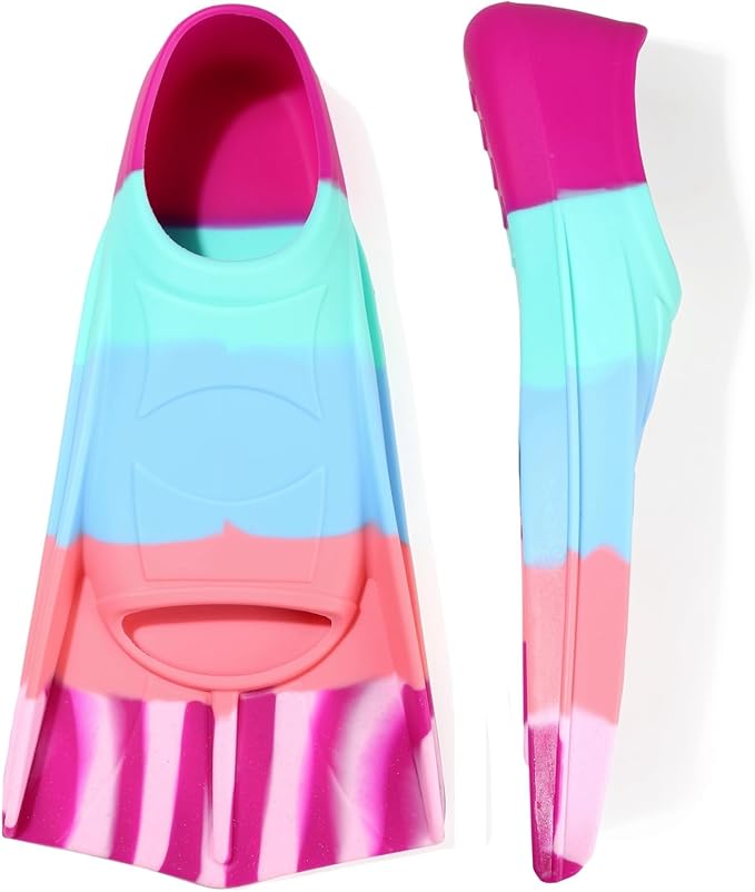 Kids Swim Fins,Short Kids Fins Youth Swimming Flippers for Lap Swimming Training for Children Girls Boys Beginners