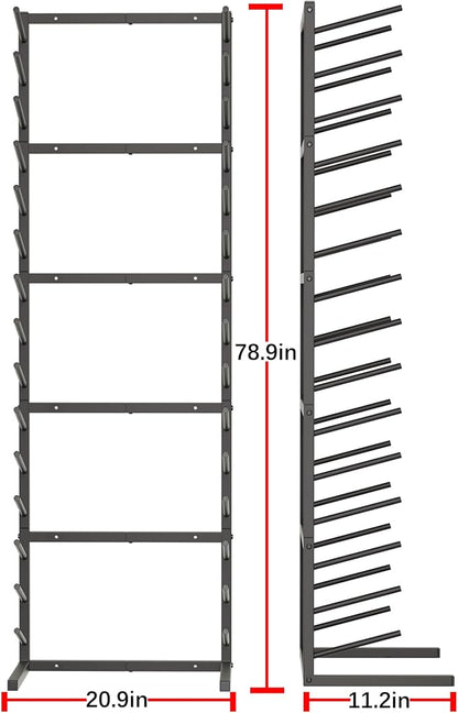 GIOTORENT Wall Mount Blueprint Storage Rack,15-Tier Heavy Duty Blueprint Holder for Construction Plan, Posters,Vinyl Rolls, Art Prints, Max 30lb/Arm, Easy Mount for Home, Office(Matte Black)