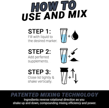 HELIMIX 1.5 Vortex Blender Shaker Bottle Holds Upto 20oz | No Blending Ball or Whisk | USA Made | Portable Pre Workout Whey Protein Drink Shaker Cup | Mixes Cocktails Smoothies Shakes | Top Rack Safe