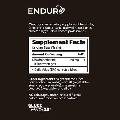 Endur Dihydroberberine SR, Supports Blood Sugar Health & Metabolism, Great for Weight Management Support, Gluten Free, 150mg (60 Tablets)