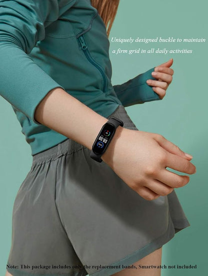 LeongLzt(4/5/8 PACK) Xiaomi Mi 5/6/7 Strap/Amazfit Band 5/6 Replacement Bands for Mi Band 5/6/7 SmartWatch Bands & Amazfit Band 5/6, Skin-Friendly Soft & Flexible Silicone Straps for Male and Female