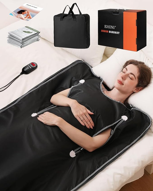 Infrared Sauna Blanket-Sauna Blanket for Home Use, Portable Design for Relaxation and Detoxification Highest 176℉, 20-60 Minutes Timer, 6 ft x 2.65 ft（Pitch-Black）