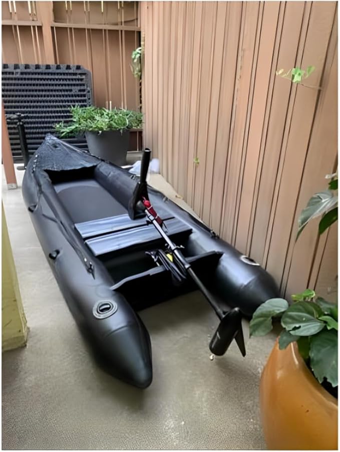 2 Person Inflatable Durable Fishing Kayak Armoured PVC Watercraft with Motor Mount Stern - 130'' x 43'' x 11.8