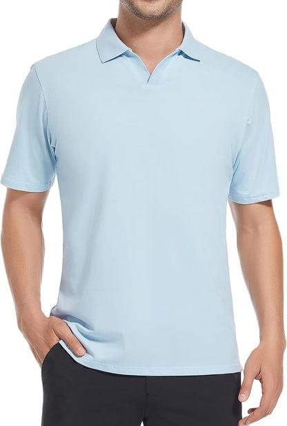 Esabel.C Jacquard Golf Shirts for Men Moisture Wicking Short Sleeve Performance Dry Fit Active Mens Polo Shirts