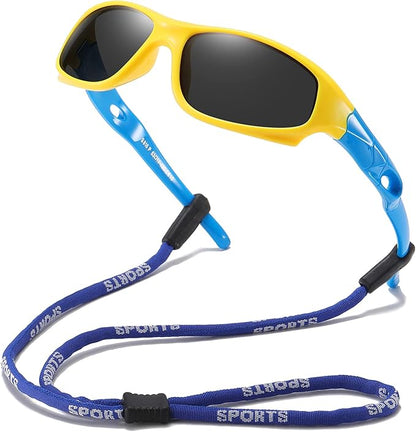 DYLB 3 Pack Flexible Kids Polarized Sunglasses For Boys Girls With Strap, Sport Sunglasses for Children Age 3-10.