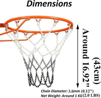 2 LBS Chain Basketball Net Heavy Duty Outdoor 0.12 Inch