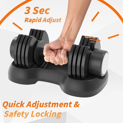 Ativafit 27.5/66/88LBS Pair Adjustable Dumbbell Set with Anti-slip Handle 12 In 1 Quick Dial Adjustment Weights With Safety Locking Button Space Saving Strength Training for Full Body Home Gym Workout