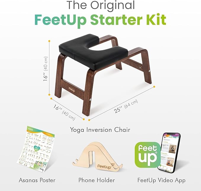 FeetUp - The Original Yoga Headstand Bench, Vegan Handstand Trainer Bench and Stand, Strength Training Inversion Equipment for Relaxation and Strength, Includes App & Starter Kit, #1 Worldwide
