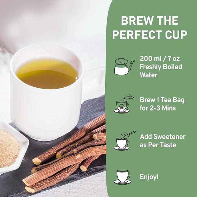HANDPICK, Licorice Root Tea Bags (50 Count, 2g/tea bag) Licorice Tea | Non-GMO, Caffeine Free | Goodness of Cinnamon, Blackpepper, Clove, Cardamom & Ginger