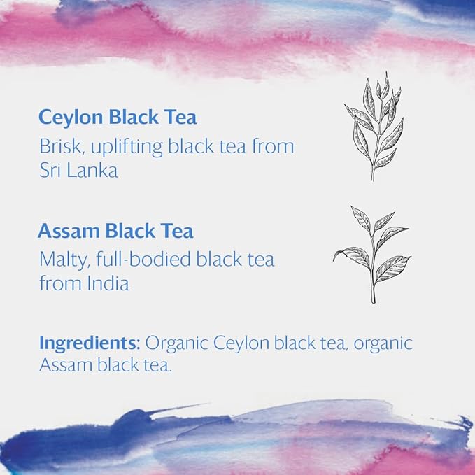 Grace Farms Organic English Breakfast Black Tea, 50 Sachet Pouch | Fairtrade & Kosher |Gives Back 100% of Profits