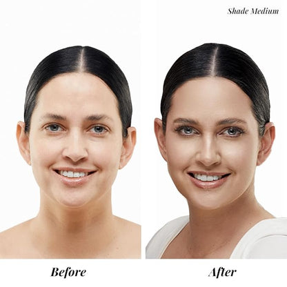 Jerome Alexander My Color Self-Adjusting Foundation, Hydrating & Lightweight Face Makeup, Skincare-Infused, with Kabuki Brush, Light, 1 oz