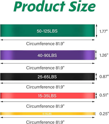 Pull Up Assist Bands with 5 Size, Resistance Band, Loop Power Exercise Band, for Home Gym Fitness, Stretching, Physical Therapy & Training