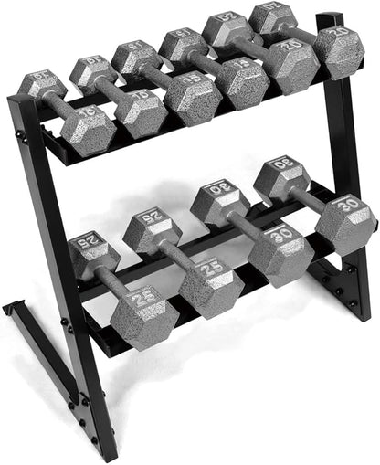 WF Athletic Supply 200Lb Dumbbell Set, 10-30Lb Dumbbell Set with Two-Tier Storage Rack for Muscle Toning, Strength Building & Weight Loss - Multiple Choices Available