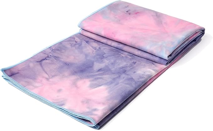 Eunzel 2 Pack Hot Yoga Towel Non Slip Yoga Mat Towel Non-Slip Sweat Absorbent Microfiber Towel for Hot Yoga, Pilates and Workout 72" x 26.5", Purple & Blue/Purple & Green