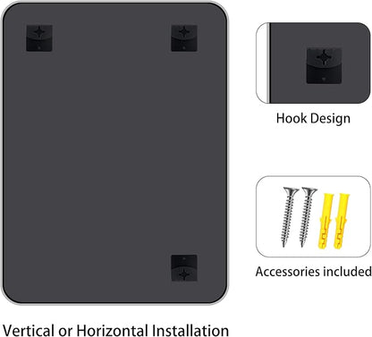 FORBATH 36x48 Inch Silver Bathroom Mirror for Over Sink, Large Rectangular Wall Mirror with Metal Frame, Rounded Corners for Bathroom, Bedroom, Entryway Decor (Horizontal or Vertical)