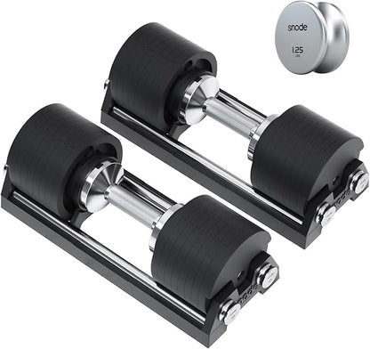 SNODE AD80 Drop Proof 80 lbs Adjustable Dumbbell Set -Adjustable Weights with Cast Iron Plates and Cradle, Knurled Handle, Fast Adjust, Compact Home Gym Equipment for Bench & Press